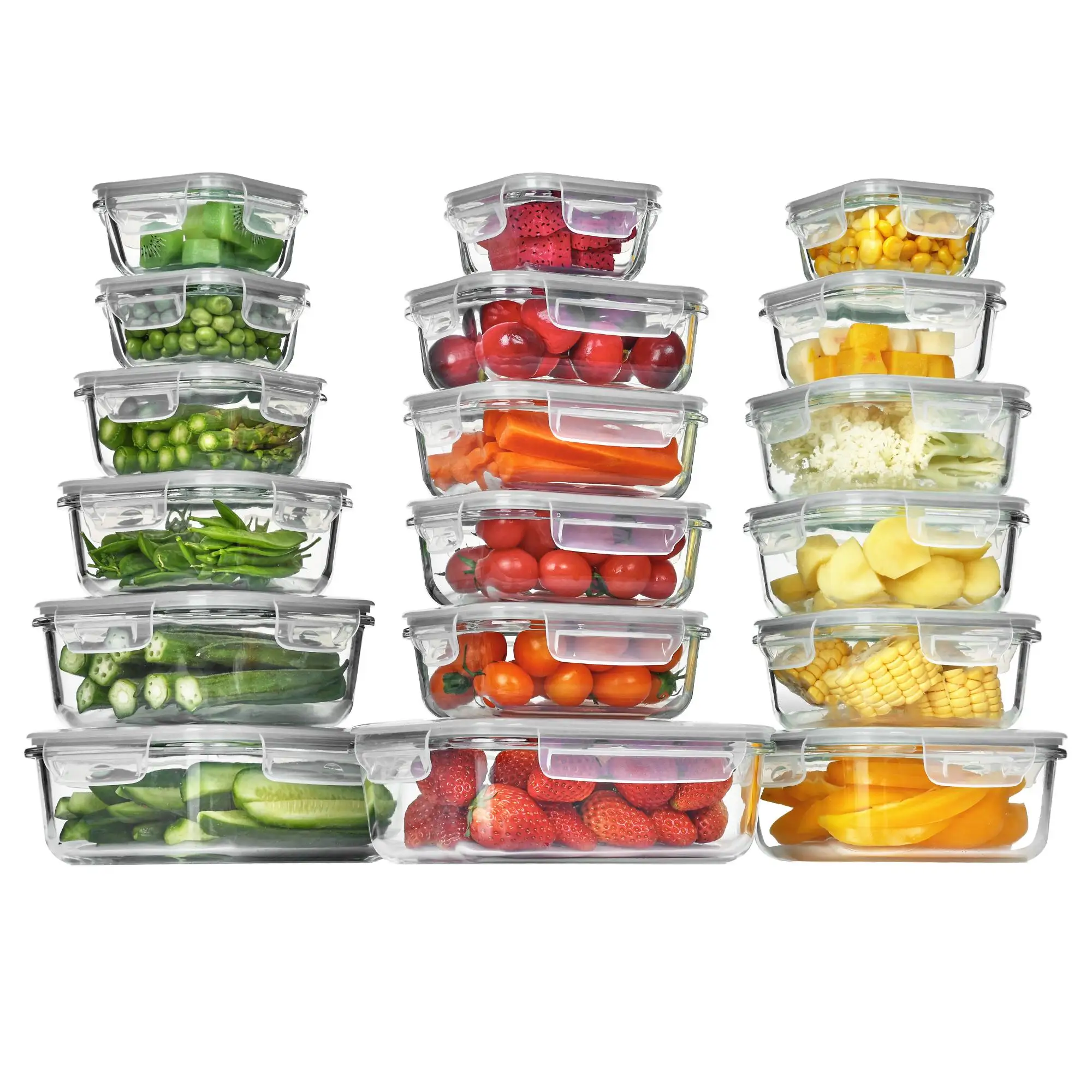 Meal Prep Lunch Boxes - Набор из 18 стеклянных контейнеров для
